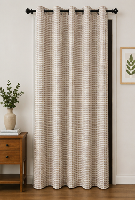 LOOVOX Beige Cotton-Blend Woven Fabric Door Curtain (7 Feet - 214 cm & 4 Feet - 122 cm - Pack of 1)