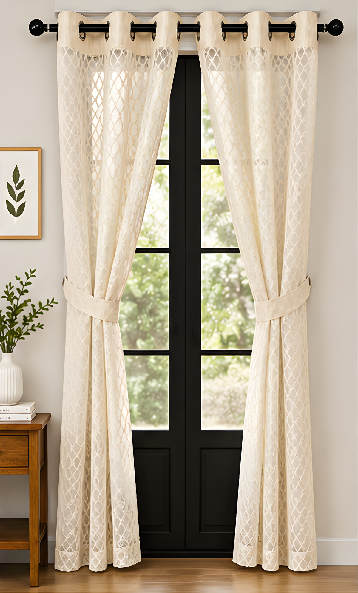 LOOVOX Sandal (Light Yellow) Sheer,Voile Fabric Door Curtain (7 Feet - 214 cm & 4 Feet - 122 cm - pack of 2)