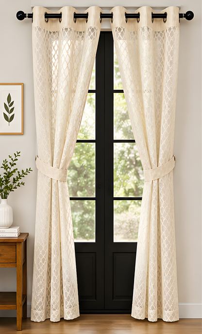 LOOVOX Sandal (Light Yellow) Sheer,Voile Fabric Door Curtain (7 Feet - 214 cm & 4 Feet - 122 cm - pack of 2)