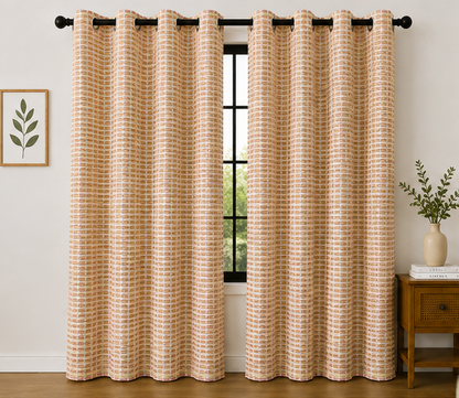 LOOVOX Pink Cotton-Blend Woven Fabric Window Curtain (5 Feet - 152 cm & 4 Feet - 122 cm - Pack of 2)