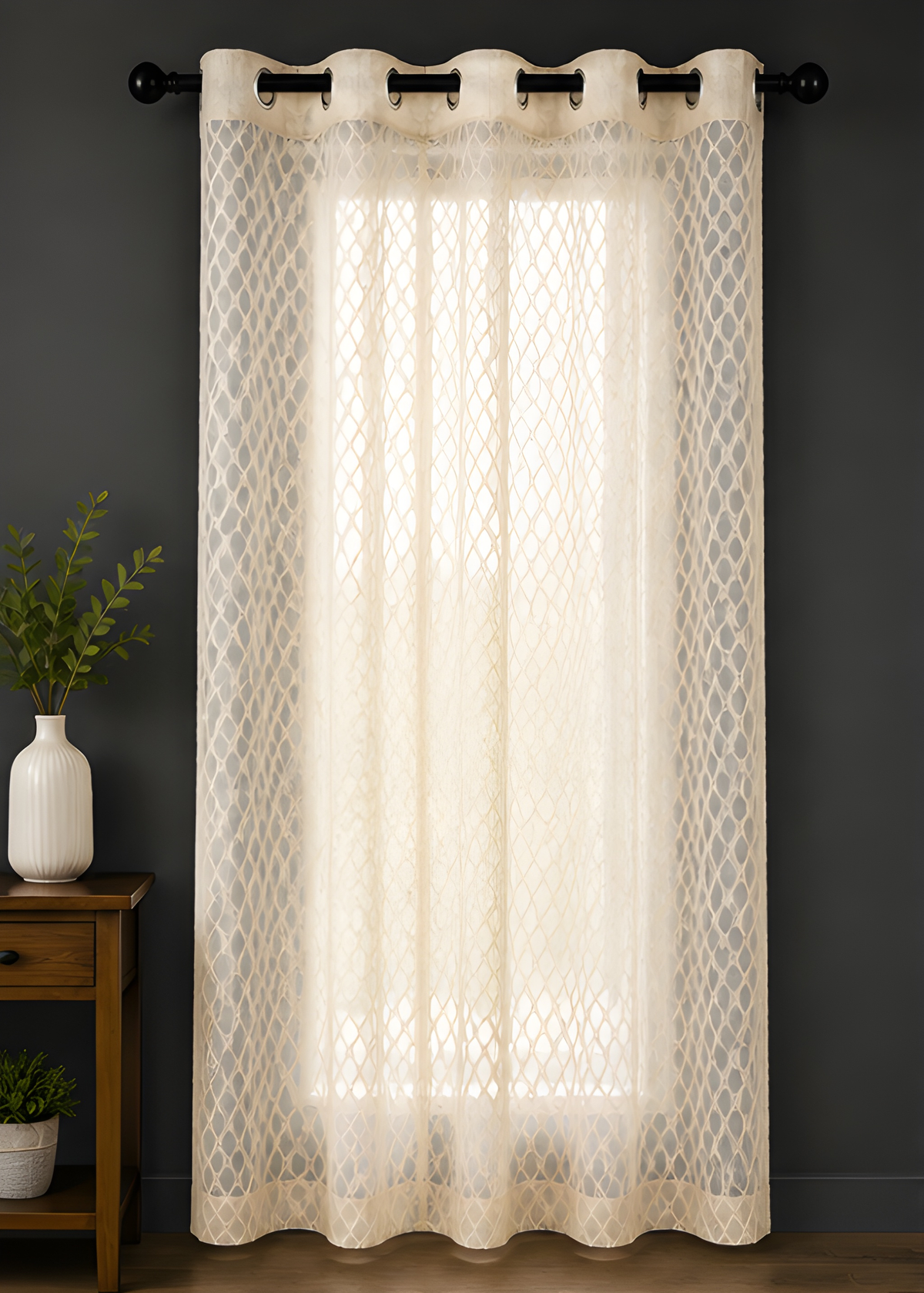 LOOVOX Sandal (Light Yellow) Sheer,Voile Fabric Window Curtain (5 Feet - 152 cm & 4 Feet - 122 cm - Pack of 1)