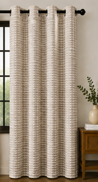 LOOVOX Beige Cotton-Blend Woven Fabric Window Curtain (5 Feet - 152 cm & 4 Feet - 122 cm - Pack of 1)