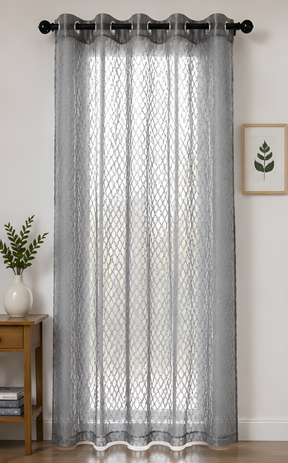 LOOVOX Gray Sheer,Voile Fabric Door Curtain (7 Feet - 214 cm & 4 Feet - 122 cm - pack of 1)