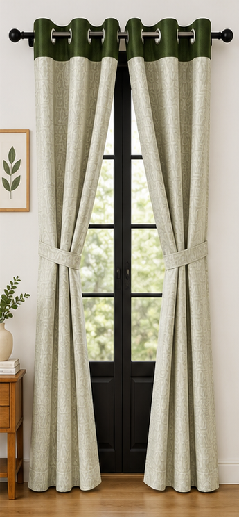 LOOVOX Green Opaque,Blackout Heavy Fabric Door Curtain (7 Feet - 214 cm & 4 Feet - 122 cm - Pack of 2)