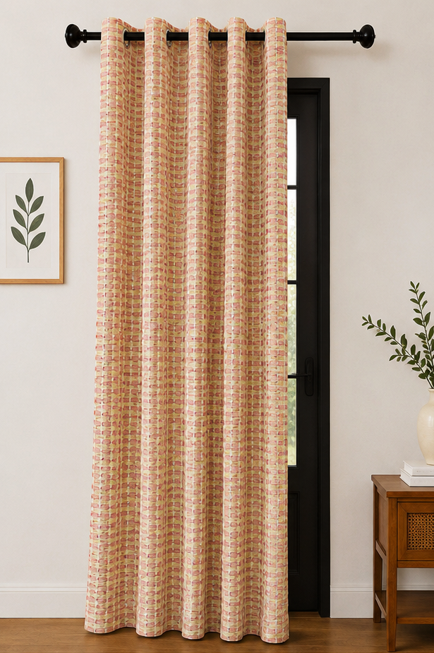 LOOVOX Pink Cotton-Blend Woven Fabric Door Curtain (7 Feet - 214 cm & 4 Feet - 122 cm - Pack of 1)