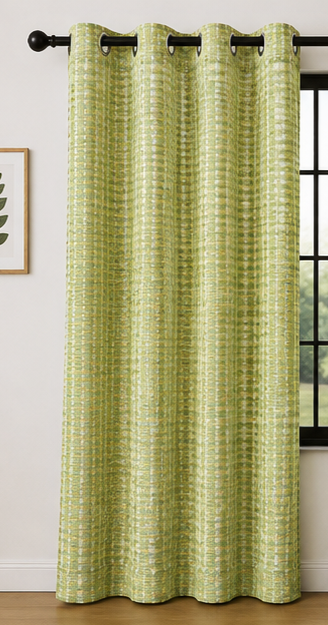 LOOVOX Green Cotton-Blend Woven Fabric Window Curtain (5 Feet - 152 cm & 4 Feet - 122 cm - Pack of 1)
