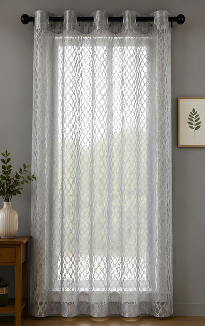 LOOVOX Gray Sheer,Voile Fabric Window Curtain (5 Feet - 152 cm & 4 Feet - 122 cm - pack of 1)