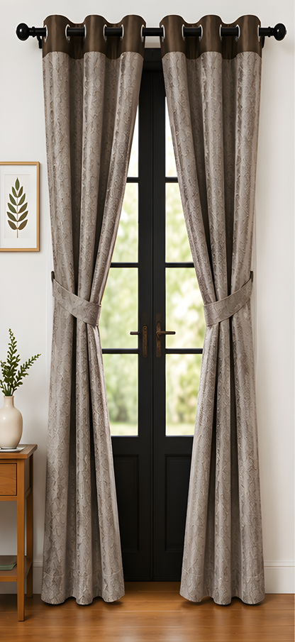 LOOVOX Brown Opaque,Blackout Heavy Fabric Door Curtain (7 Feet - 214 cm & 4 Feet - 122 cm - pack of 2)