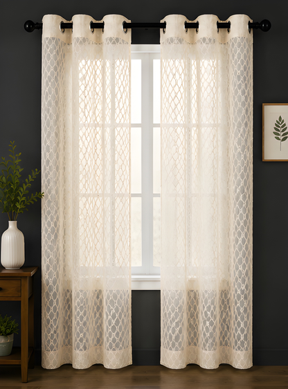 LOOVOX Sandal (Light Yellow) Sheer,Voile Fabric Window Curtain (5 Feet - 152 cm & 4 Feet - 122 cm - Pack of 2)