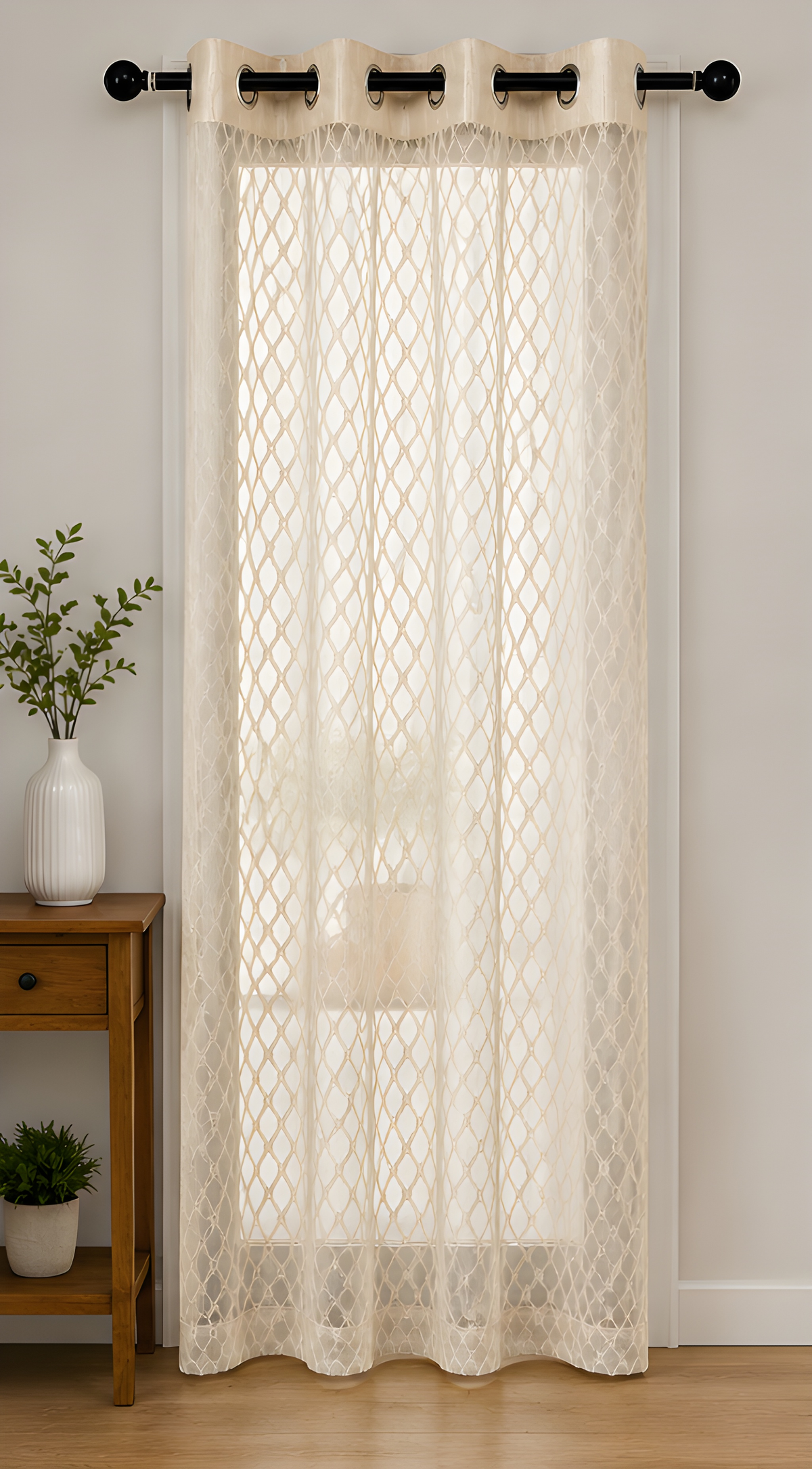 LOOVOX Sandal (Light Yellow) Sheer,Voile Fabric Door Curtain (7 Feet - 214 cm & 4 Feet - 122 cm - Pack of 1)