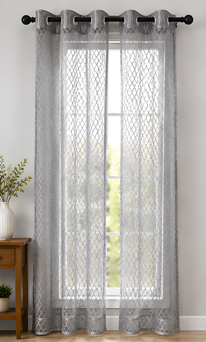 LOOVOX Gray Sheer,Voile Fabric Window Curtain (5 Feet - 152 cm & 4 Feet - 122 cm - pack of 2)