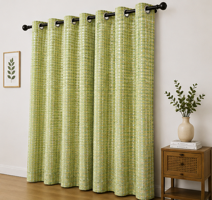 LOOVOX Green Cotton-Blend Woven Fabric Window Curtain (5 Feet - 152 cm & 4 Feet - 122 cm - Pack of 1)