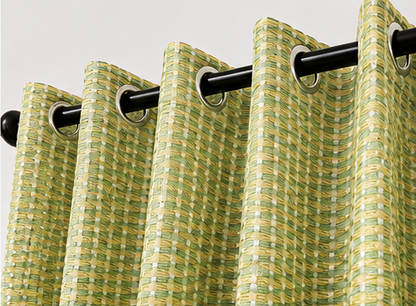 LOOVOX Green Cotton-Blend Woven Fabric Door Curtain (7 Feet - 214 cm & 4 Feet - 122 cm - Pack of 2)