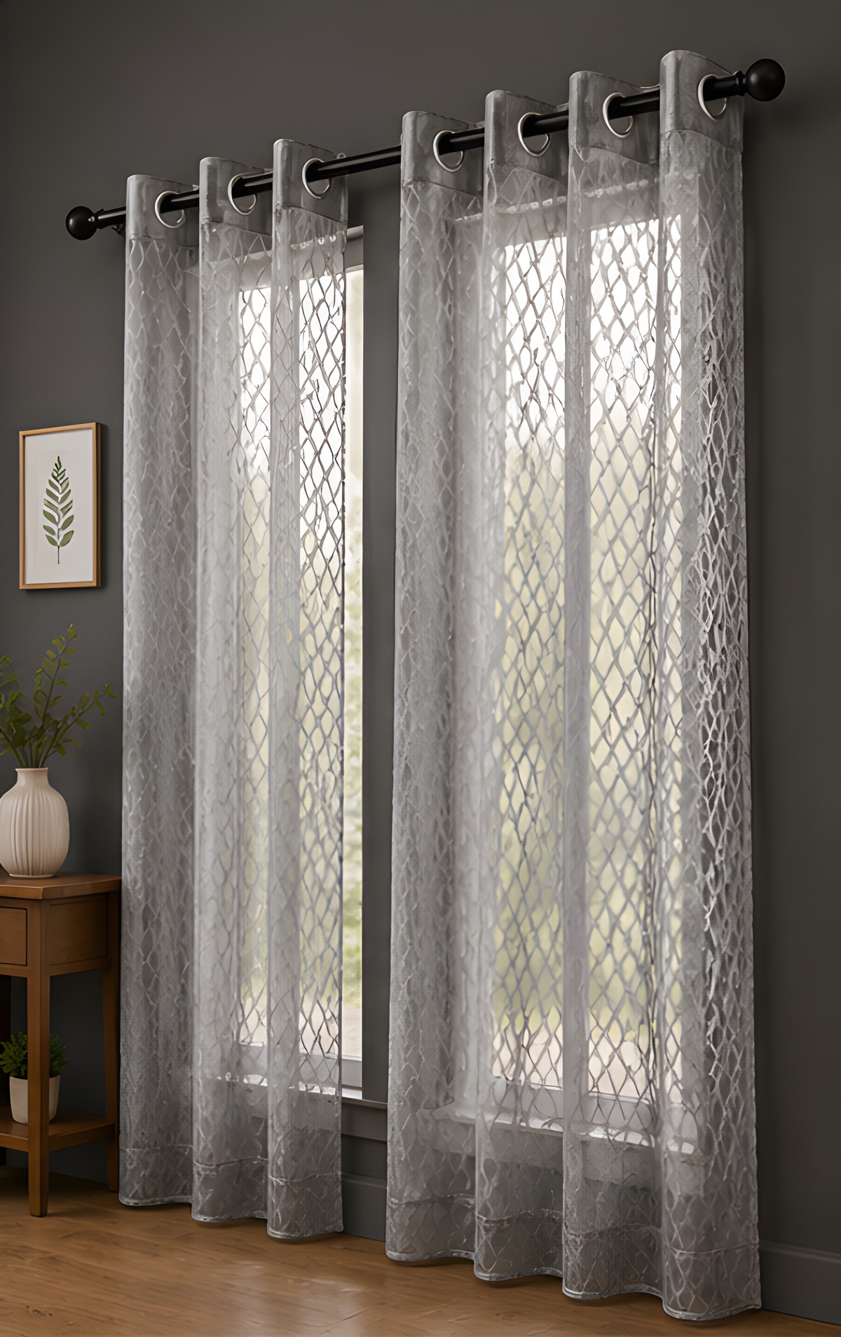 LOOVOX Gray Sheer,Voile Fabric Window Curtain (5 Feet - 152 cm & 4 Feet - 122 cm - pack of 2)