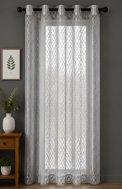 LOOVOX Gray Sheer,Voile Fabric Door Curtain (7 Feet - 214 cm & 4 Feet - 122 cm - pack of 1)