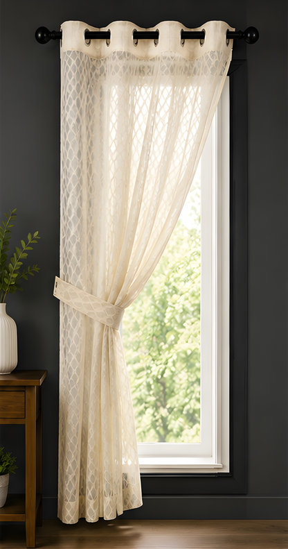 LOOVOX Sandal (Light Yellow) Sheer,Voile Fabric Window Curtain (5 Feet - 152 cm & 4 Feet - 122 cm - Pack of 1)