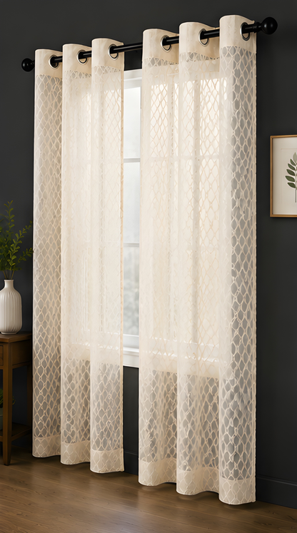 LOOVOX Sandal (Light Yellow) Sheer,Voile Fabric Window Curtain (5 Feet - 152 cm & 4 Feet - 122 cm - Pack of 2)