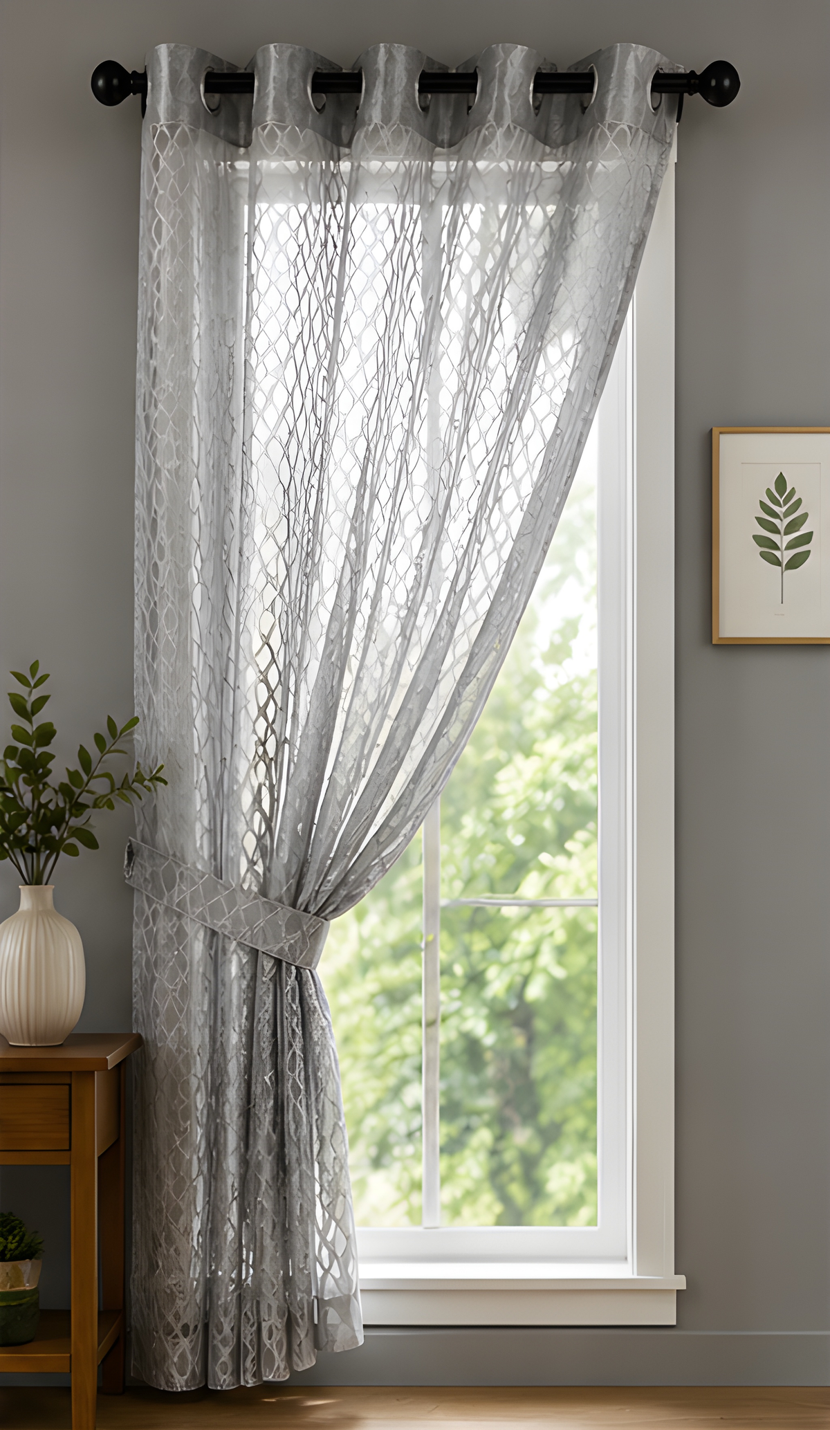 LOOVOX Gray Sheer,Voile Fabric Window Curtain (5 Feet - 152 cm & 4 Feet - 122 cm - pack of 1)