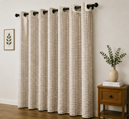 LOOVOX Beige Cotton-Blend Woven Fabric Window Curtain (5 Feet - 152 cm & 4 Feet - 122 cm - Pack of 1)