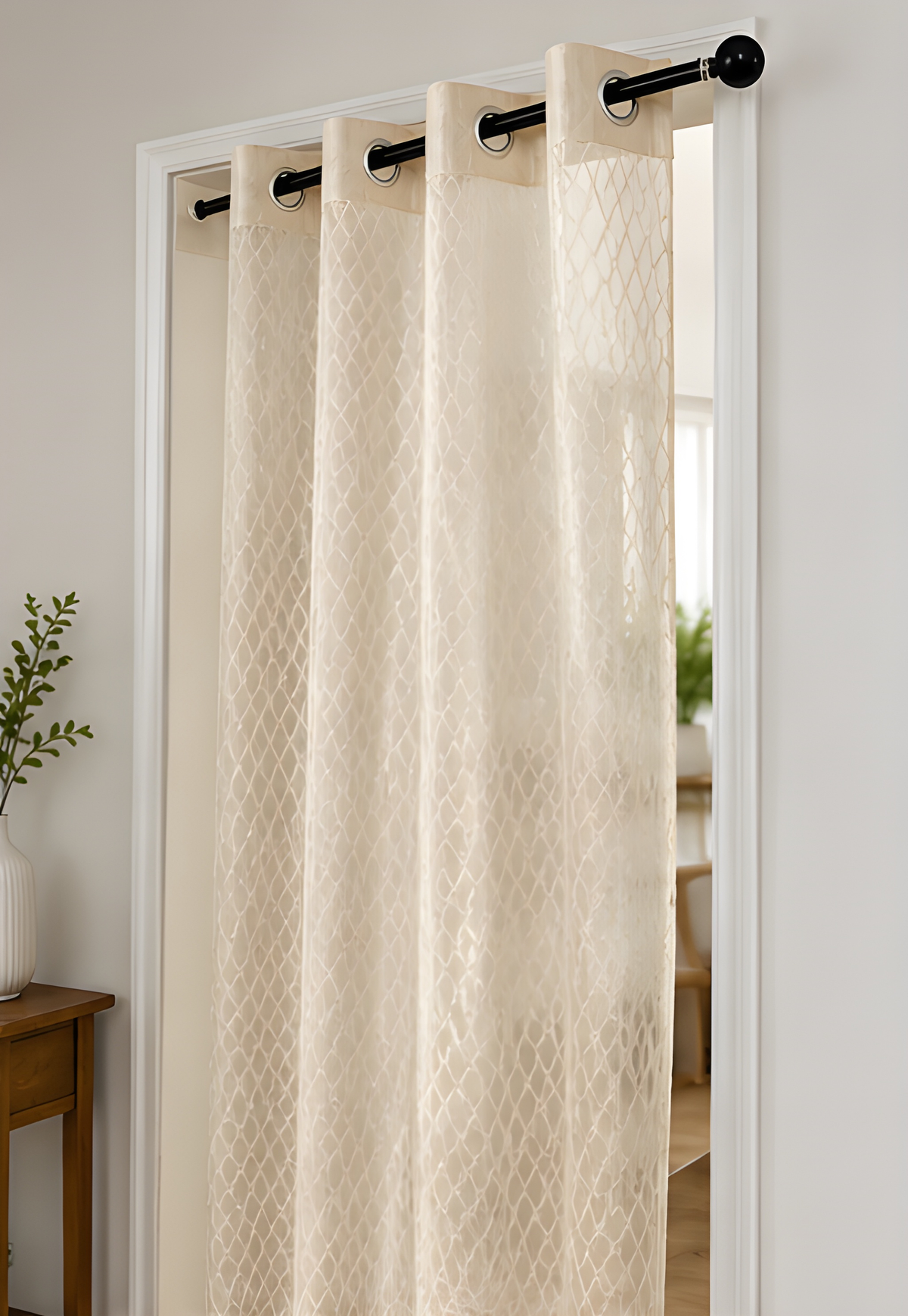 LOOVOX Sandal (Light Yellow) Sheer,Voile Fabric Door Curtain (7 Feet - 214 cm & 4 Feet - 122 cm - Pack of 1)