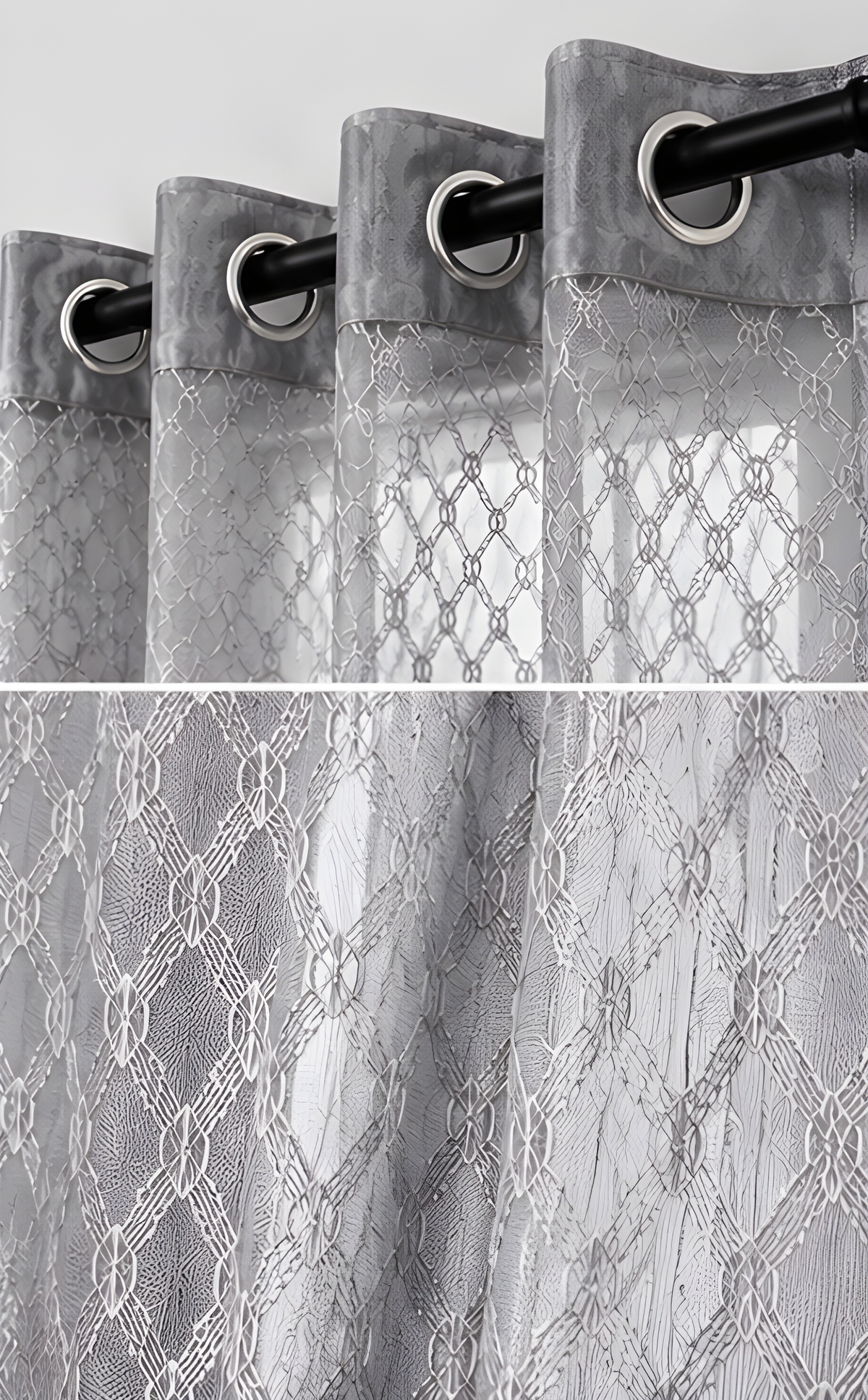 LOOVOX Gray Sheer,Voile Fabric Window Curtain (5 Feet - 152 cm & 4 Feet - 122 cm - pack of 2)