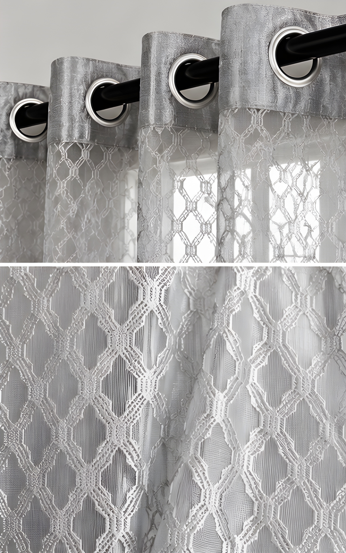 LOOVOX Gray Sheer,Voile Fabric Window Curtain (5 Feet - 152 cm & 4 Feet - 122 cm - pack of 1)