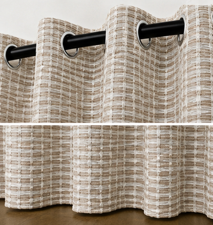 LOOVOX Beige Cotton-Blend Woven Fabric Window Curtain (5 Feet - 152 cm & 4 Feet - 122 cm - Pack of 1)