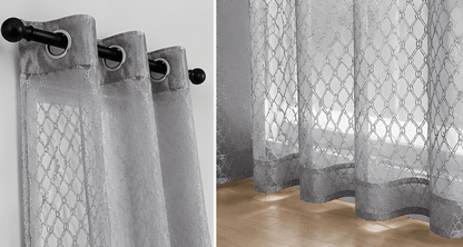 LOOVOX Gray Sheer,Voile Fabric Window Curtain (5 Feet - 152 cm & 4 Feet - 122 cm - pack of 2)