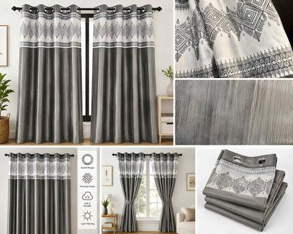 LOOVOX Gray Silky Satin Polyster Window Curtain (5 Feet - 122 cm & 4 Feet - 122 cm - pack of 2)