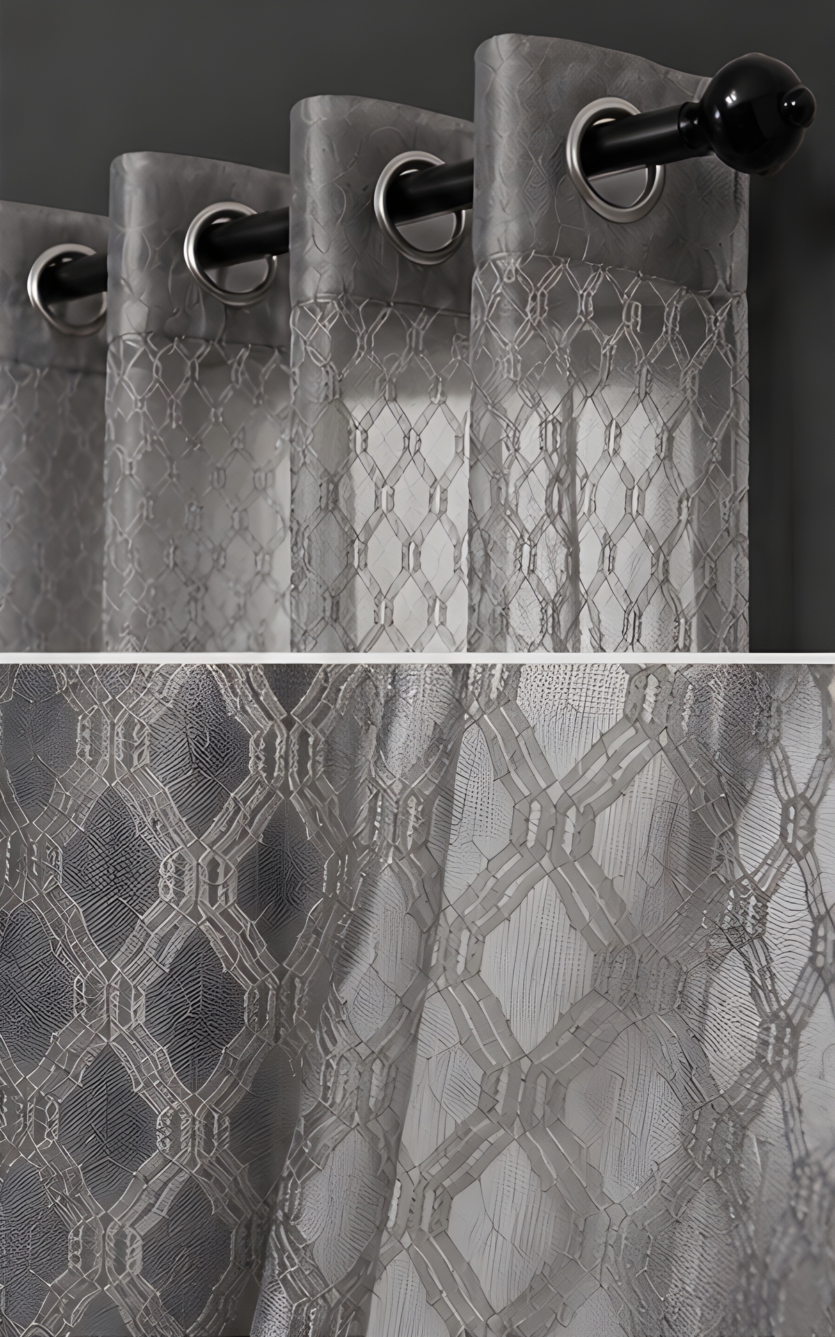 LOOVOX Gray Sheer,Voile Fabric Door Curtain (7 Feet - 214 cm & 4 Feet - 122 cm - pack of 1)