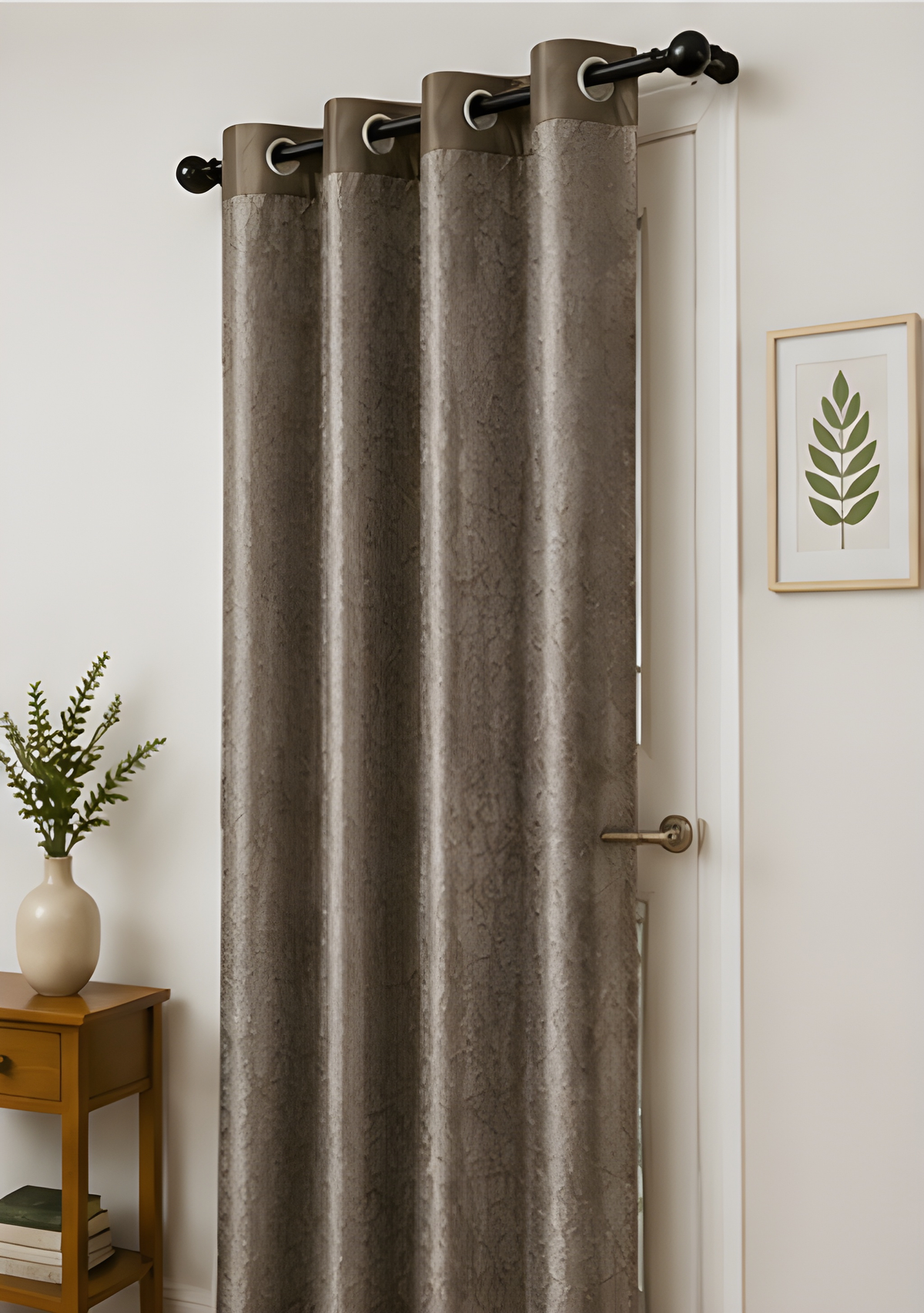 LOOVOX Brown Opaque,Blackout Heavy Fabric Door Curtain (7 Feet - 214 cm & 4 Feet - 122 cm - pack of 1)