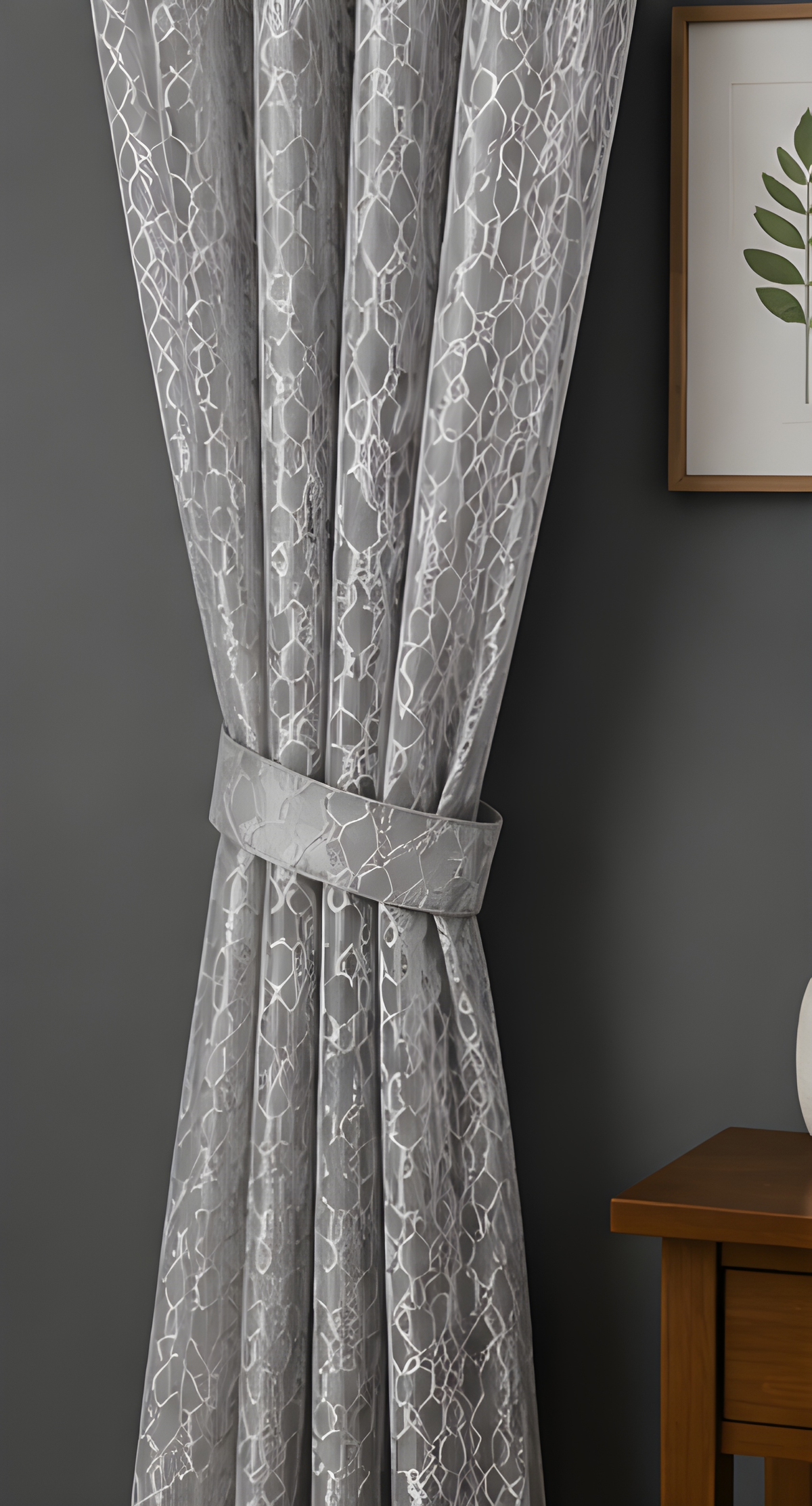 LOOVOX Gray Sheer,Voile Fabric Door Curtain (7 Feet - 214 cm & 4 Feet - 122 cm - pack of 1)