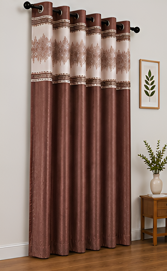LOOVOX Maroon Silky Satin Polyster Door Curtain (7 Feet - 214 cm & 4 Feet - 122 cm - pack of 1)