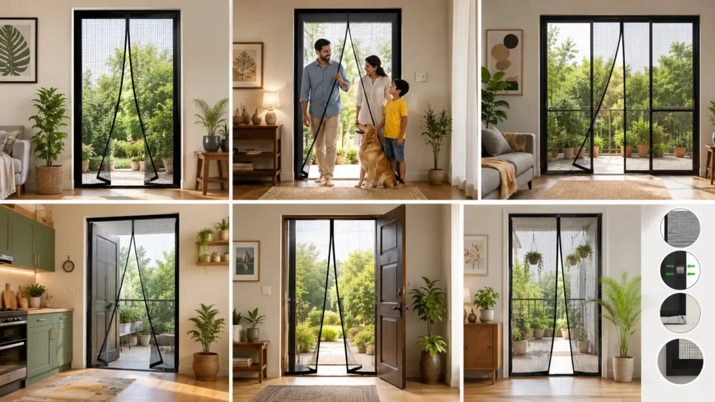 Loovox magnetic mosquito door net providing durable, self-closing insect protection with easy installation