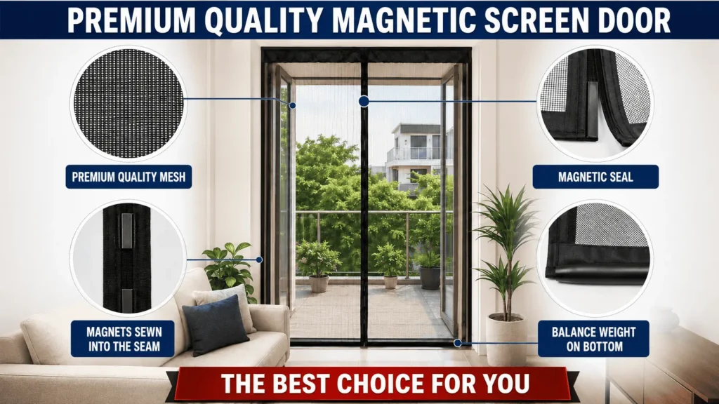 Loovox magnetic mosquito door net with self-closing mesh and easy installation